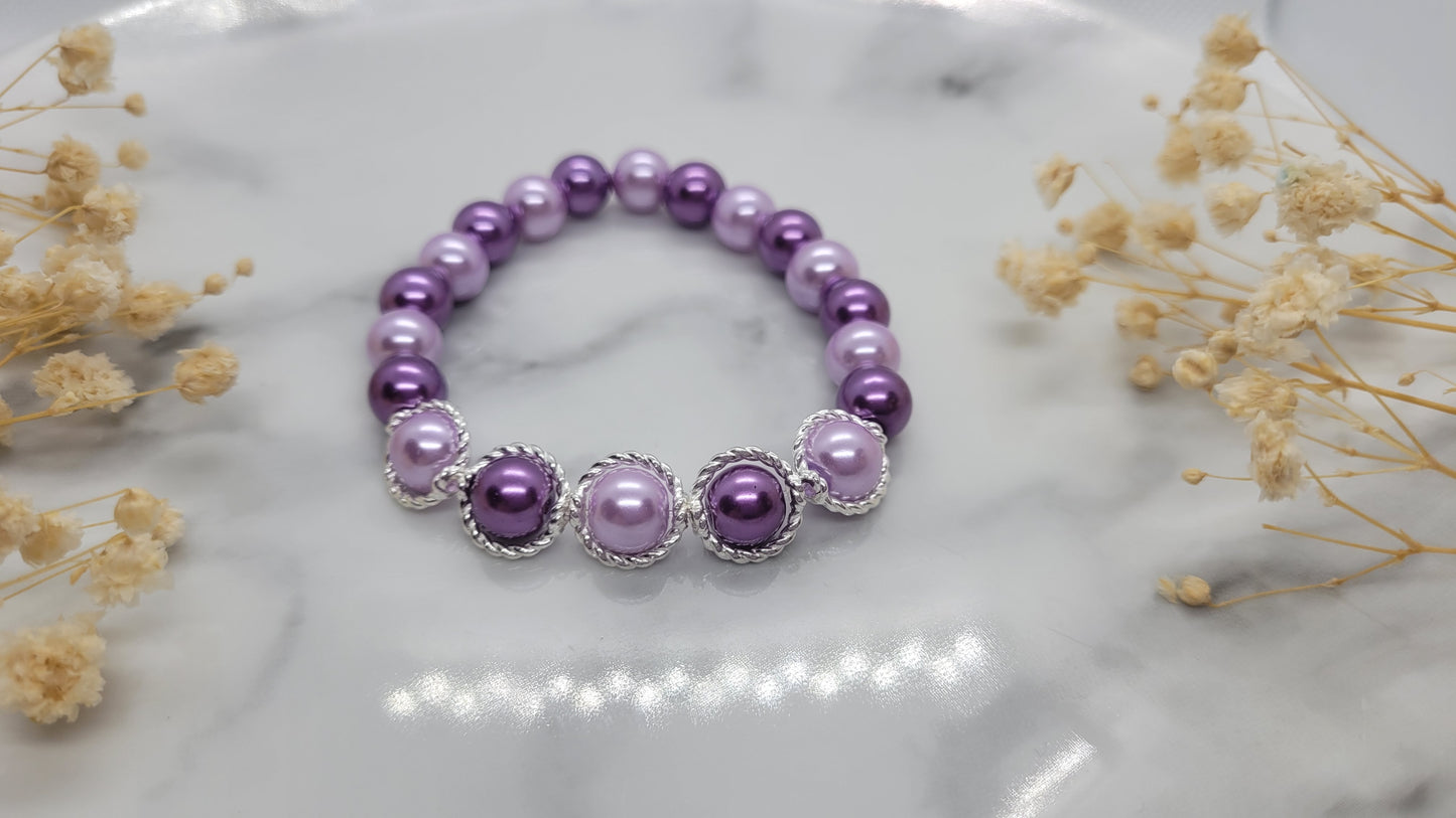 Purple Bracelet With Silver Surround Detail