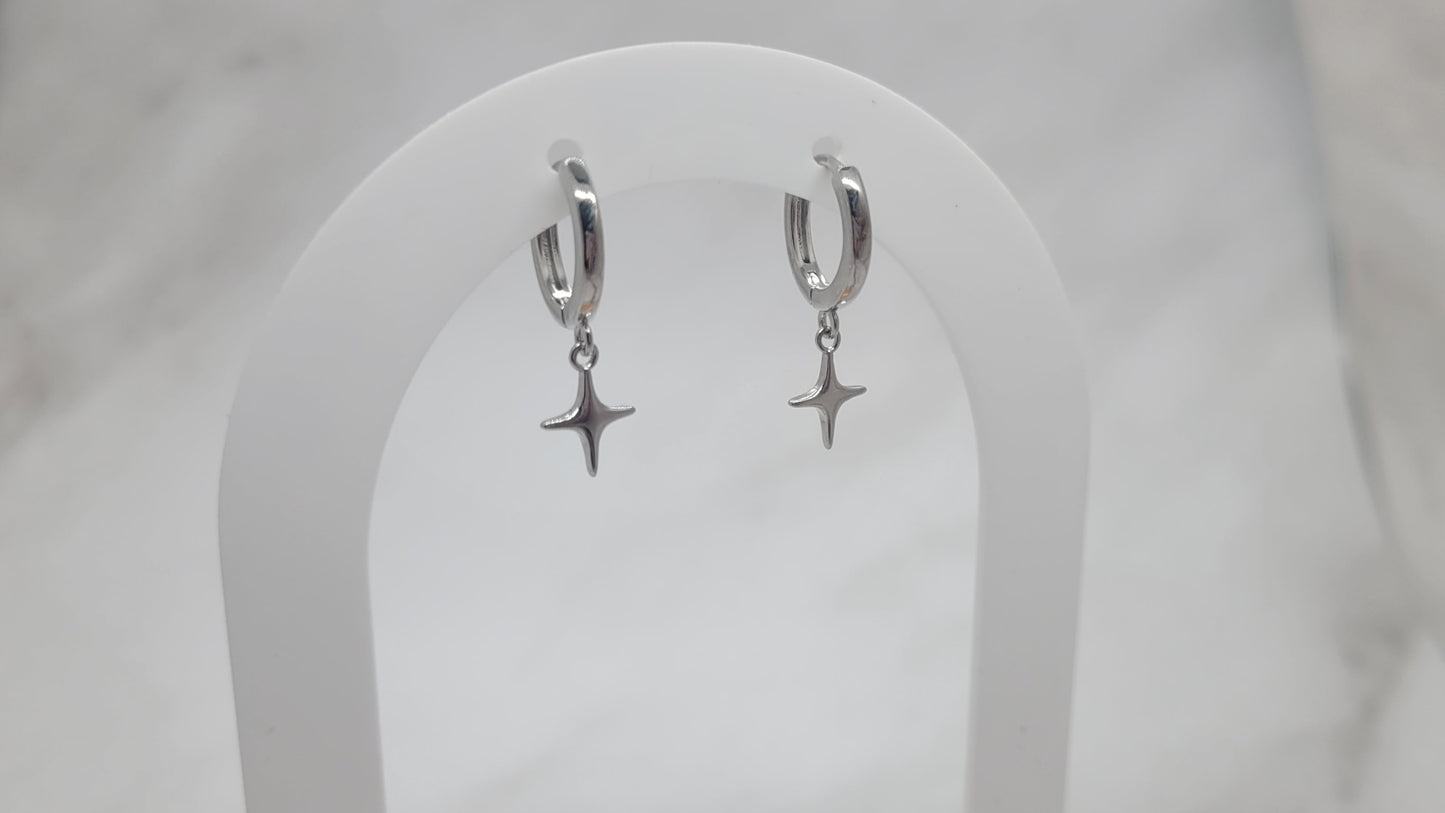 Silver Star Hoop Earrings
