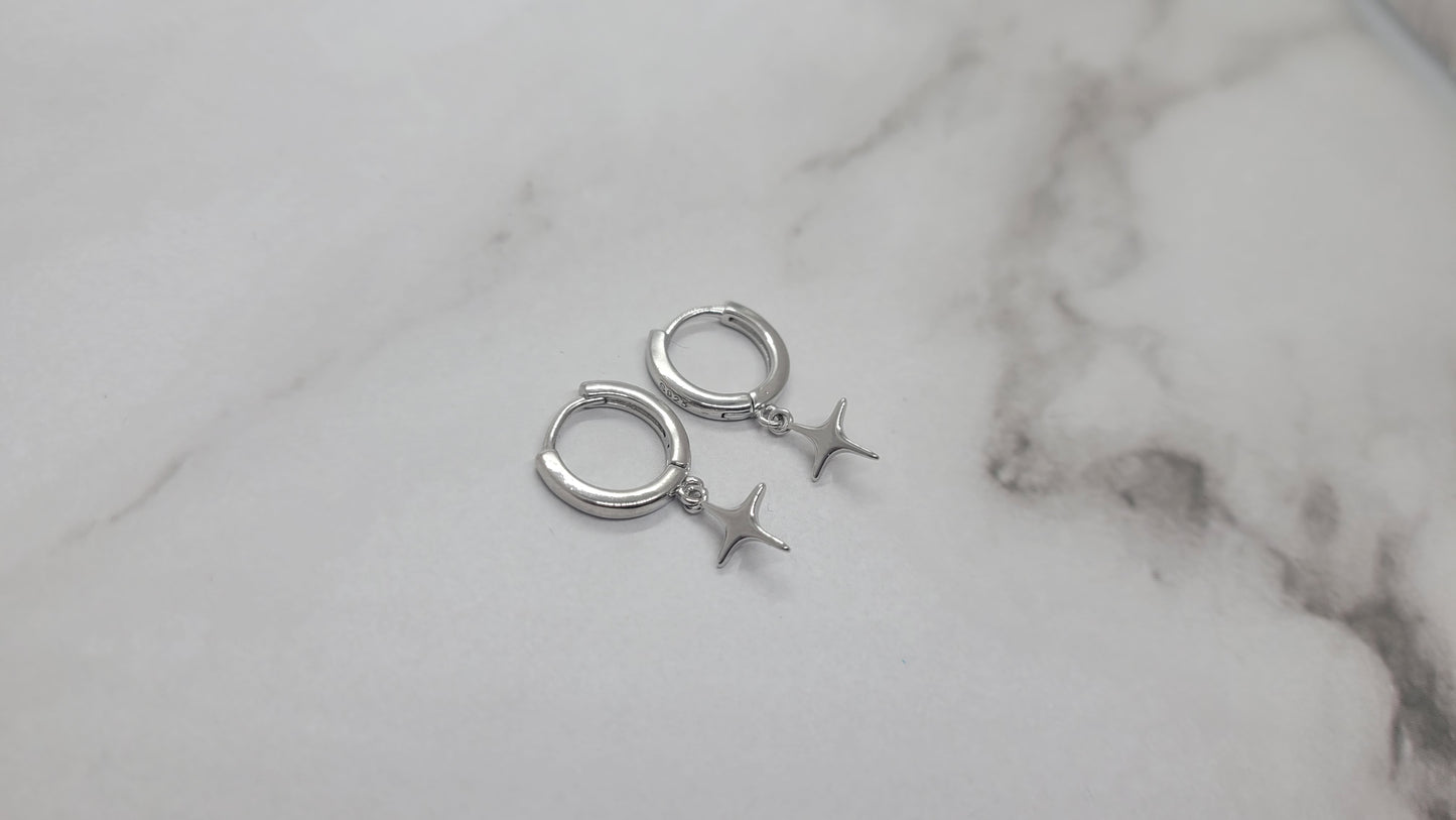 Silver Star Hoop Earrings