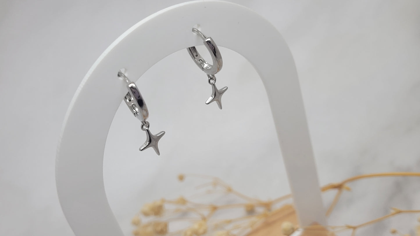 Silver Star Hoop Earrings