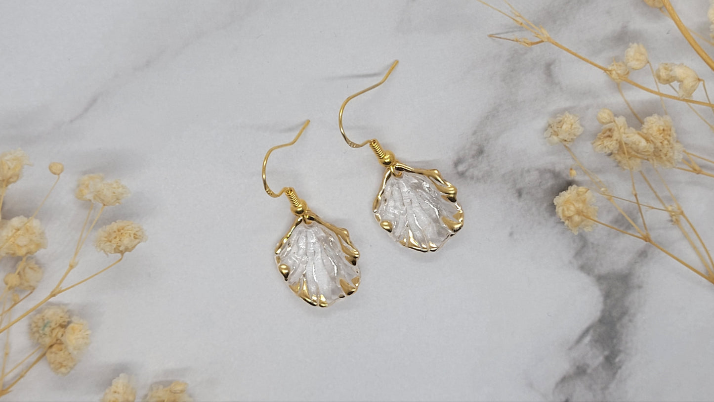 Gold Clear Leaf Earrings
