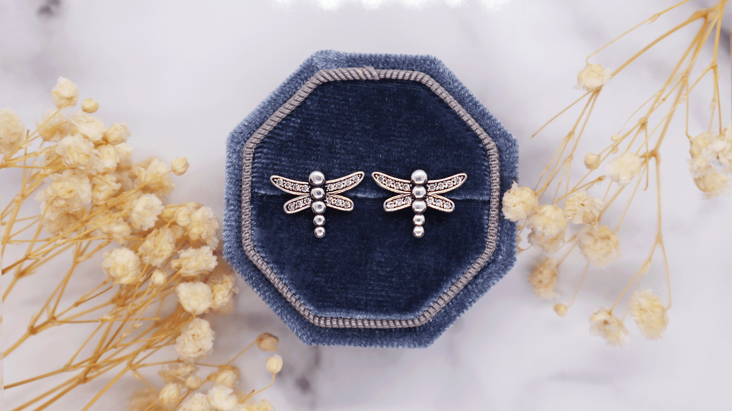 Silver Dragonfly Stud Earrings
