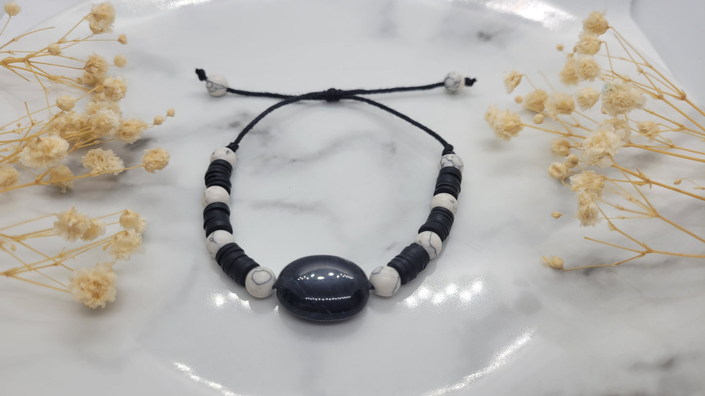 Black & Marble Adjustable Sting Bracelet