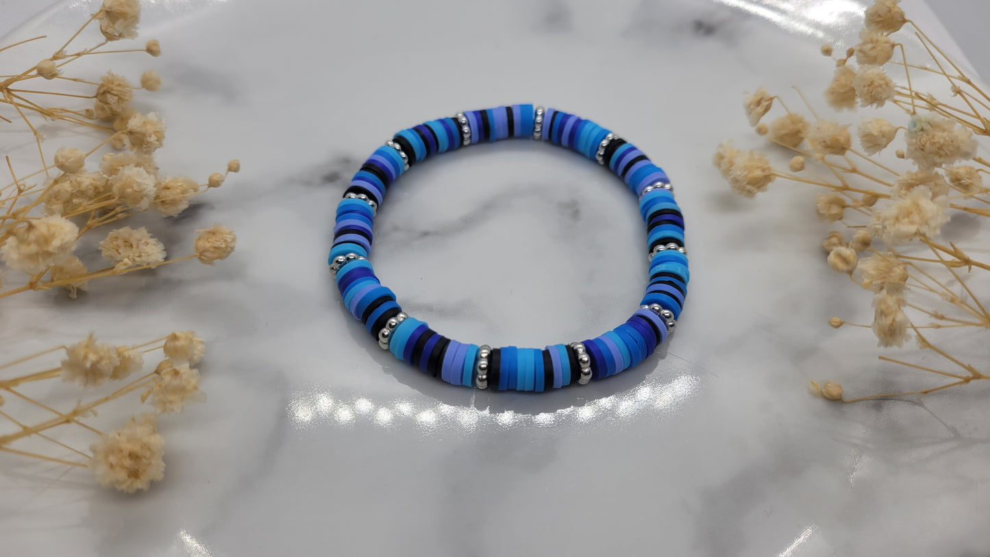 Blue Clay Beaded with Silver Details