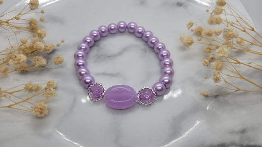 Purple Beaded Bracelet with Silver Detail