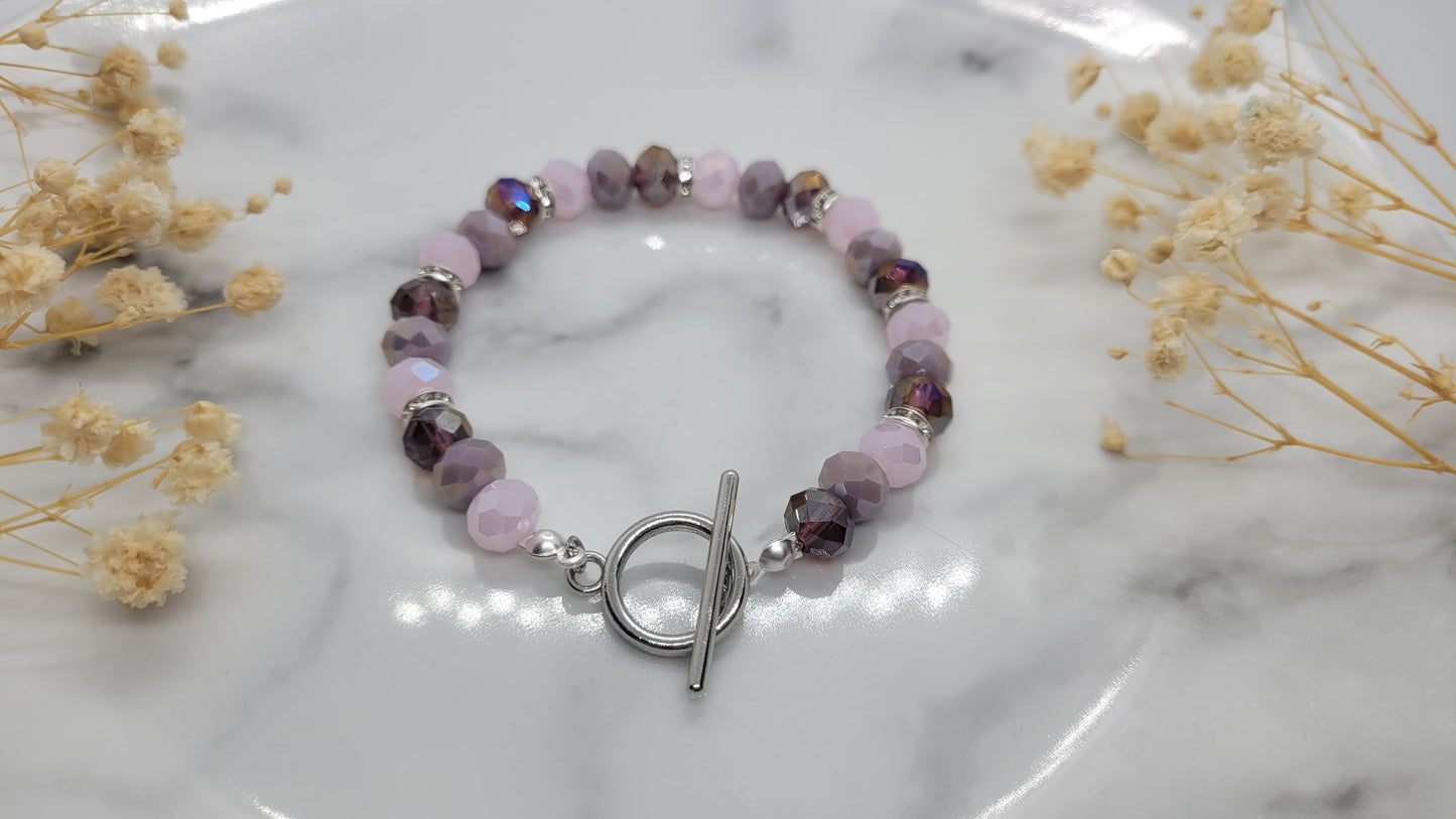 Three Tone Purple Bracelet with Silver Details