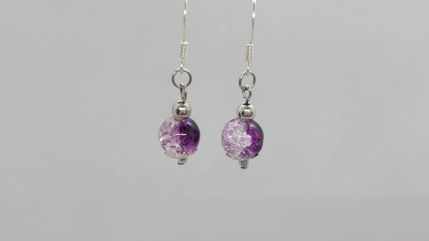 Purple Two-Tone Drop Bead Earrings