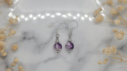 Purple Two-Tone Drop Bead Earrings