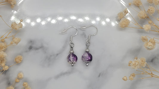 Purple Two-Tone Drop Bead Earrings