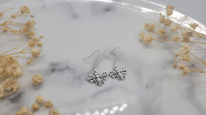 Silver Bee Dangling Earrings