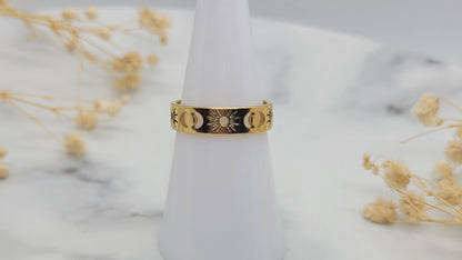 Gold Sun and Moon Ring
