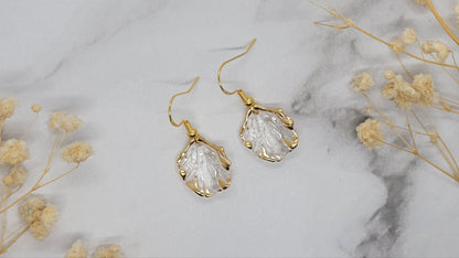 Gold Clear Leaf Earrings