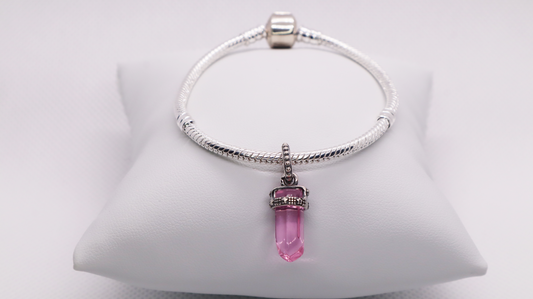 Silver and Pink Gem Charm